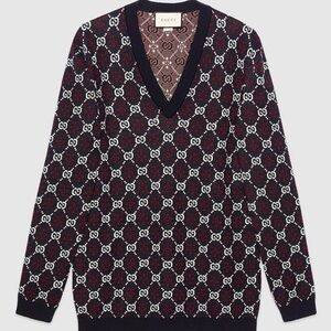 Gucci GG Monogram Wool V-Neck